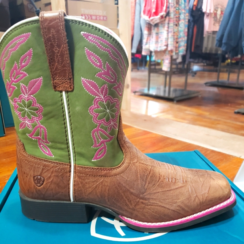 Ariat Kids Cattle Cate Boots Copper Penny/Green
